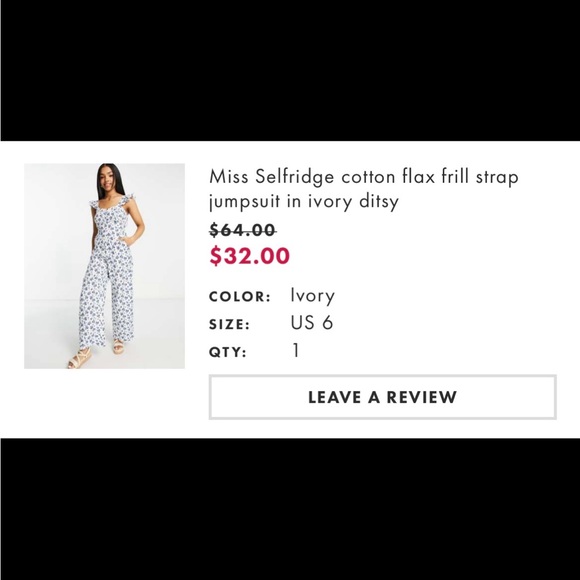 ASOS Miss Selfridge Floral Summer Spring Vacation Jumpsuit w/ pockets Size 6 💙🤍 - Picture 9 of 12